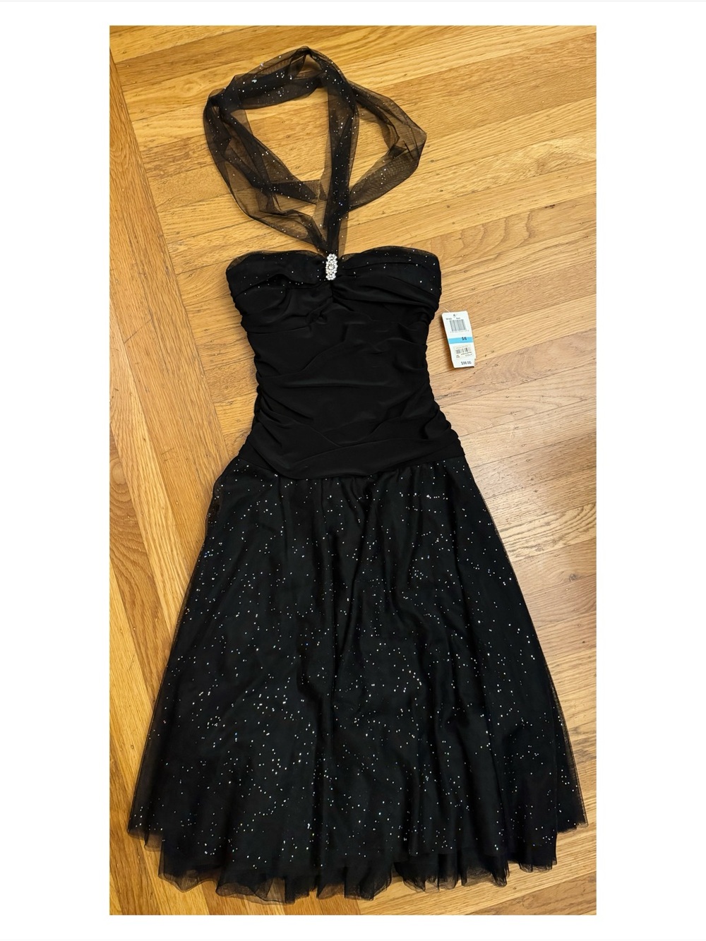 NWT Macy's Black Strapless Sparkle Cocktail Dress